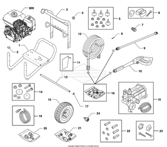 Main Unit Diagram and Parts List for 020741-00  Briggs and Stratton Pressure Washer